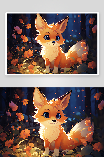 漂亮的卡通小狐狸背景