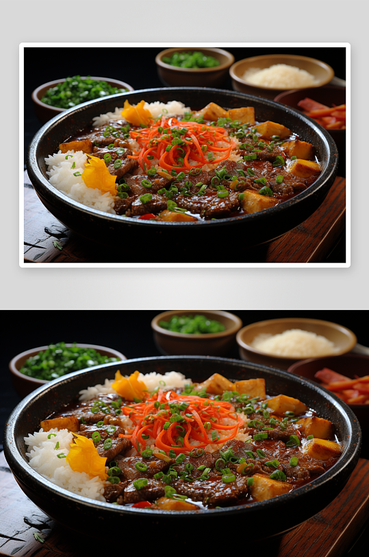美味的韩式咖喱饭美食