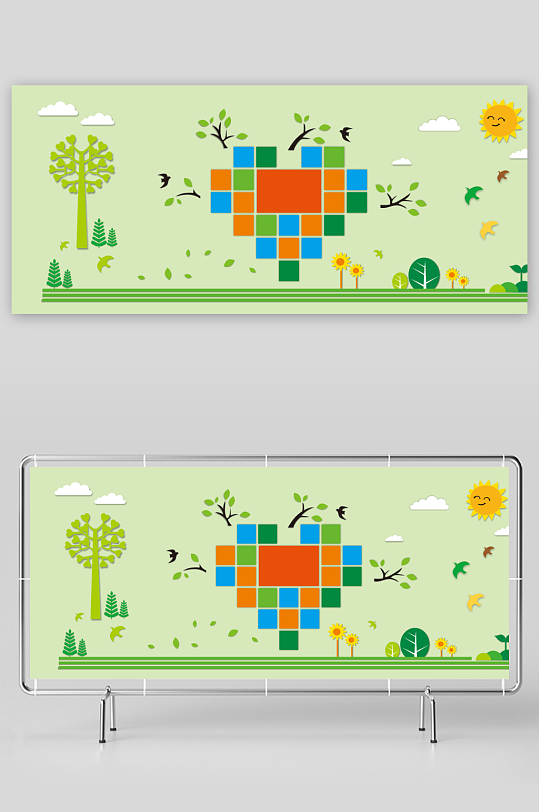 创意大气幼儿园文化墙设计-众图网