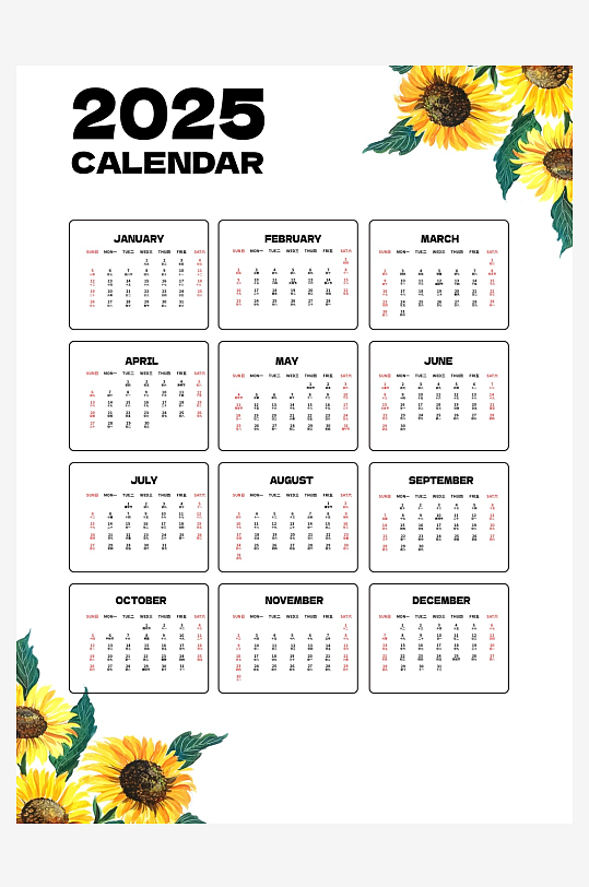 创意矢量2025日历模板-众图网