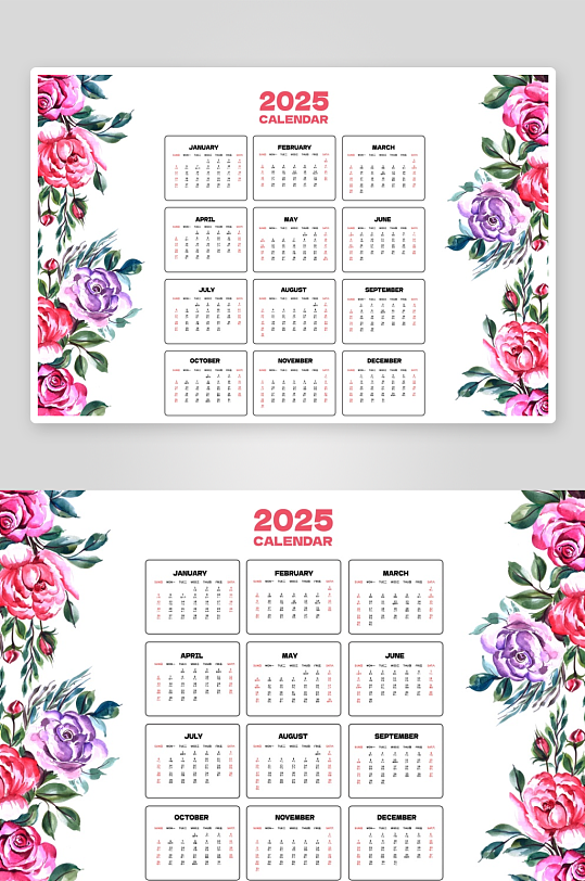 创意矢量2025日历模板-众图网