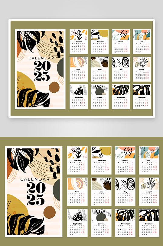 创意矢量蛇年日历模板-众图网