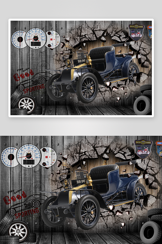 高清工装汽车装饰画-众图网