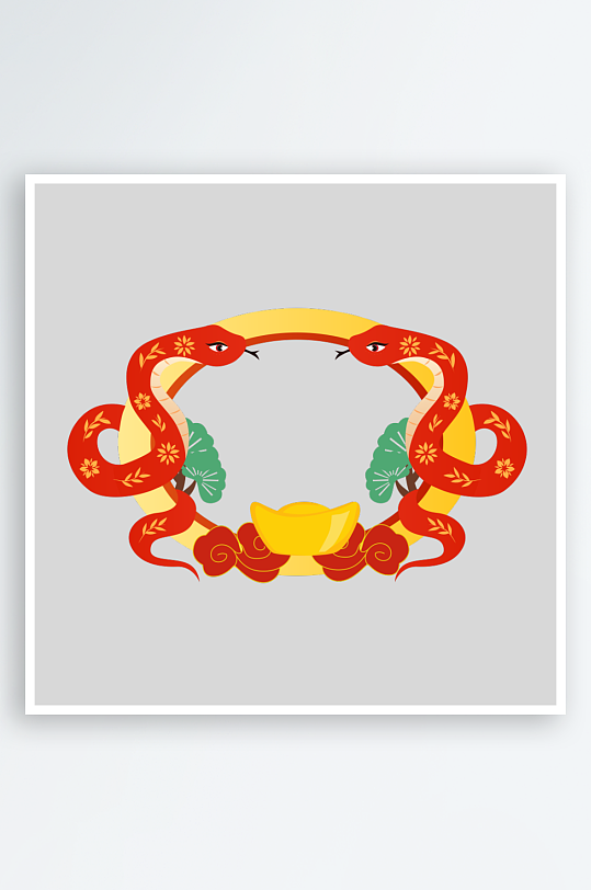 矢量蛇年边框元素
