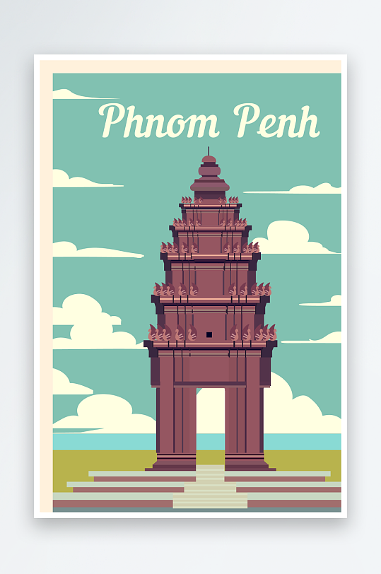 矢量著名建筑装饰画-众图网