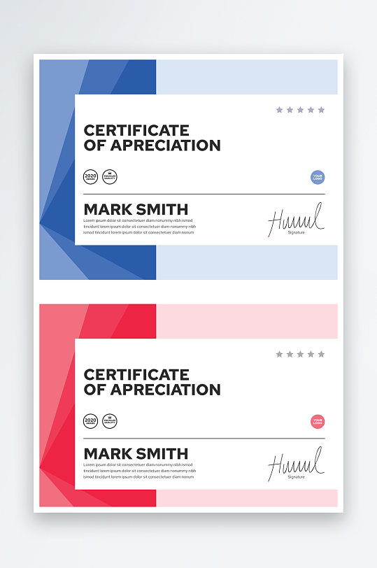 创意矢量荣誉证书模板-众图网