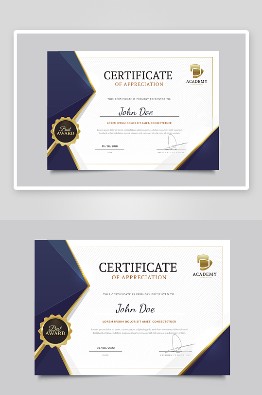 创意矢量荣誉证书模板-众图网