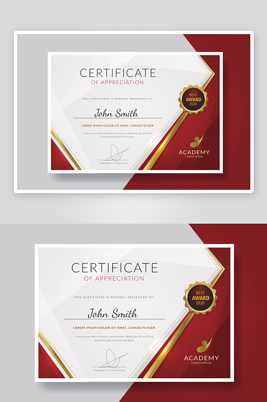 创意矢量荣誉证书模板-众图网