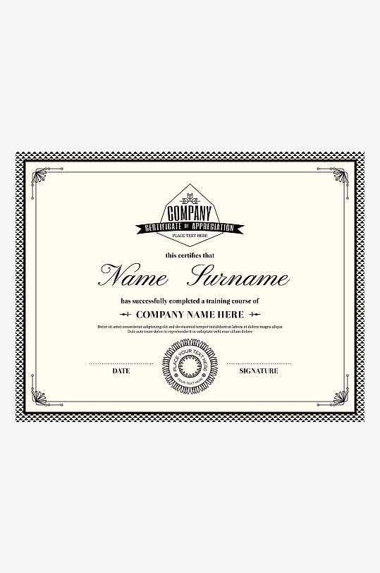 创意矢量荣誉证书模板-众图网