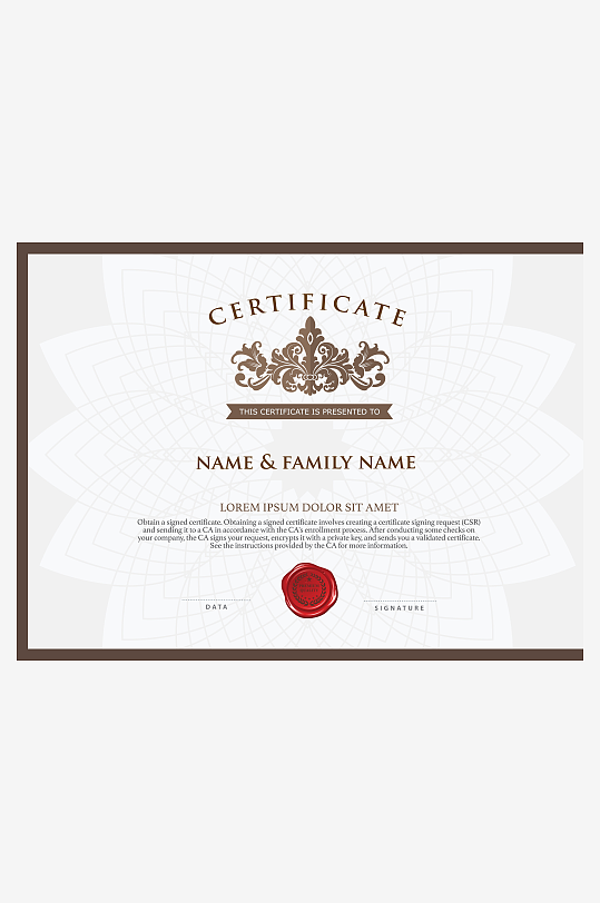 创意矢量荣誉证书模板-众图网