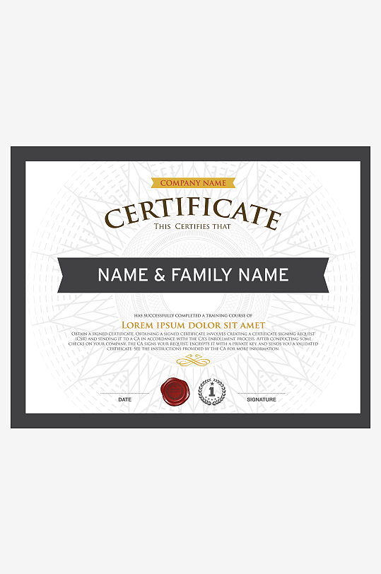 创意矢量荣誉证书模板-众图网