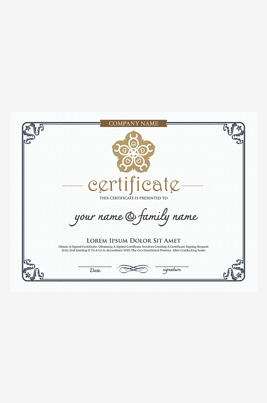 创意矢量荣誉证书模板-众图网