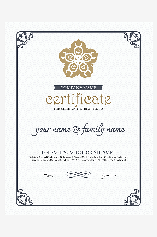 创意矢量荣誉证书模板-众图网