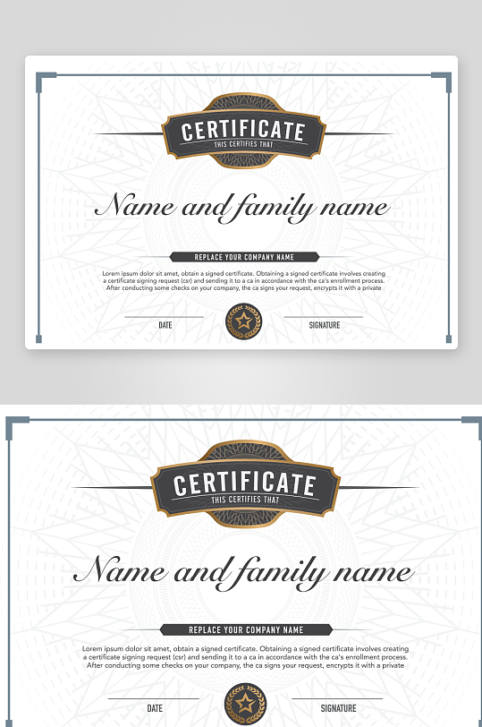 创意矢量荣誉证书模板-众图网