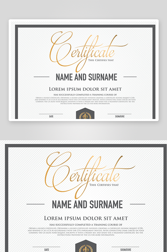 创意矢量荣誉证书模板-众图网