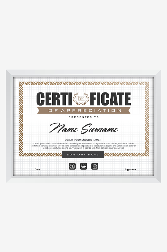 创意矢量荣誉证书模板-众图网