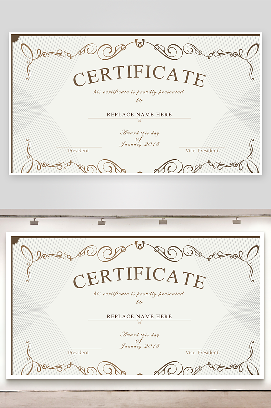 创意矢量荣誉证书模板-众图网