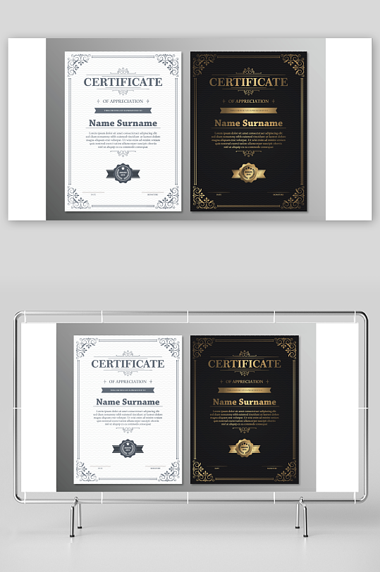 创意矢量荣誉证书模板-众图网