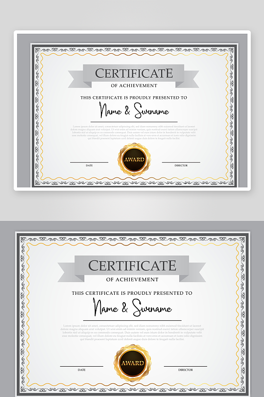 创意矢量荣誉证书模板-众图网