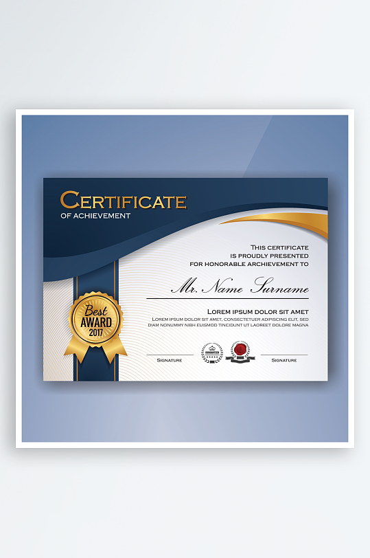 创意矢量荣誉证书模板-众图网