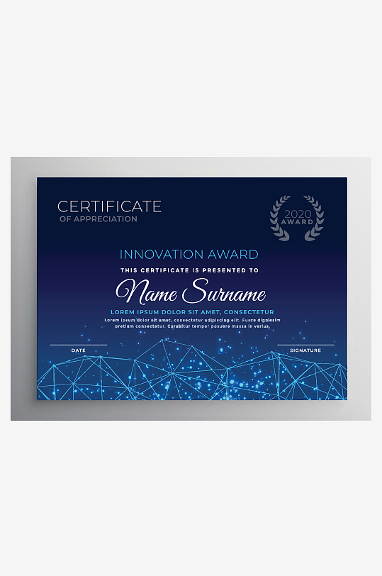 创意矢量荣誉证书模板-众图网