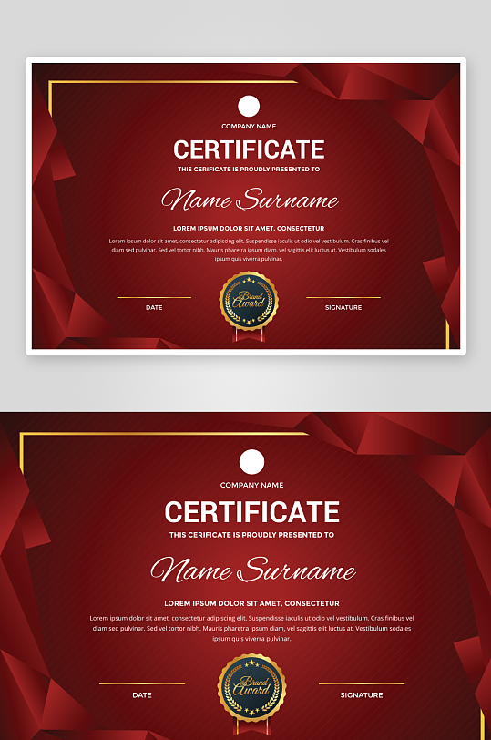 创意矢量荣誉证书模板-众图网