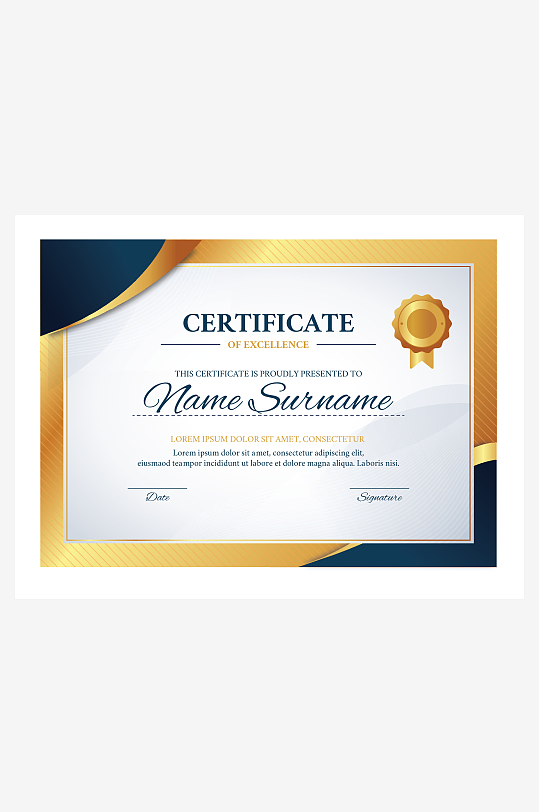 创意矢量荣誉证书模板-众图网