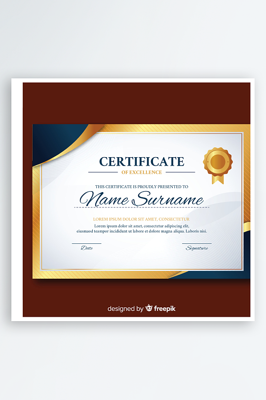 创意矢量荣誉证书模板-众图网