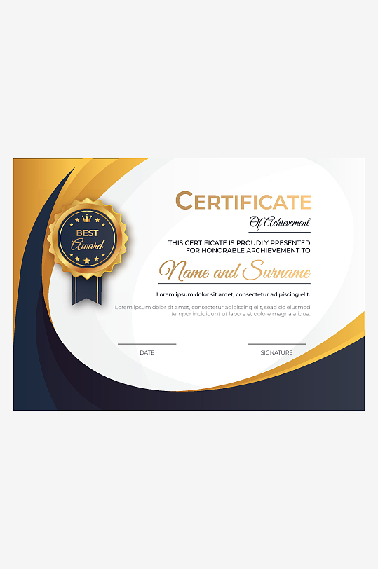 创意矢量荣誉证书模板-众图网