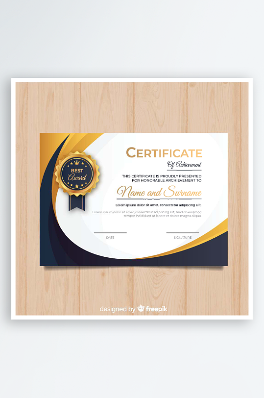 创意矢量荣誉证书模板-众图网