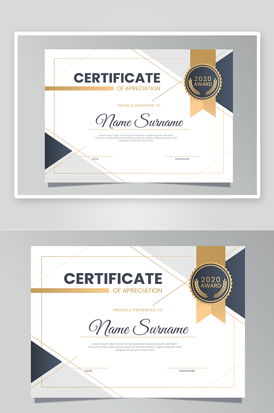 创意矢量荣誉证书模板-众图网