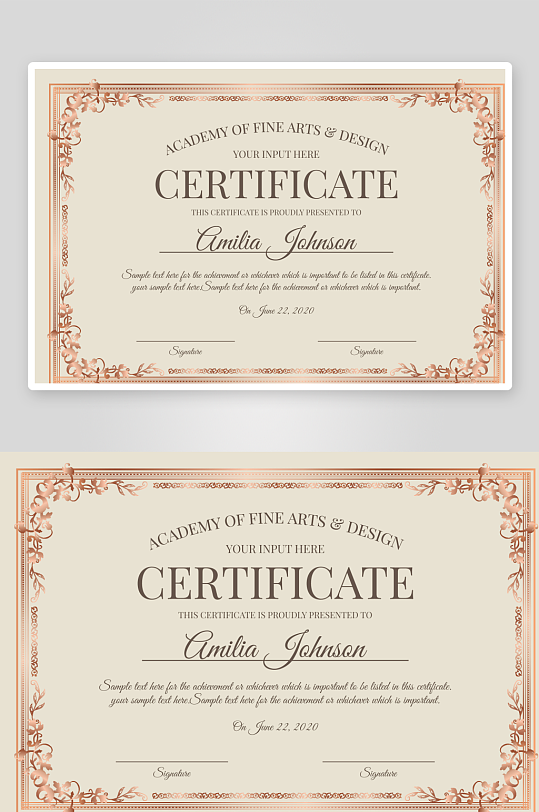 创意矢量荣誉证书模板-众图网