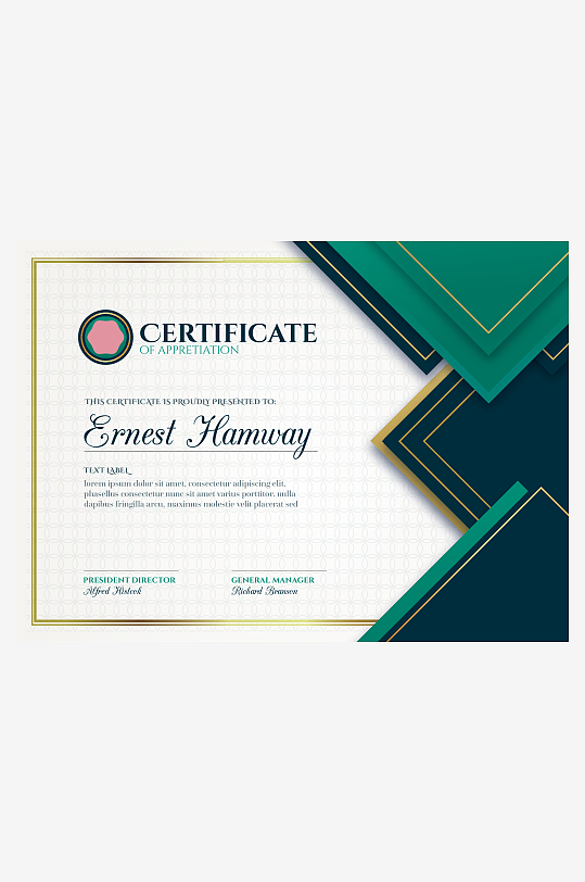 创意矢量荣誉证书模板-众图网