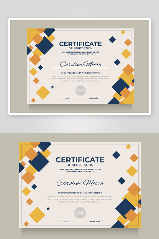 创意矢量荣誉证书模板-众图网