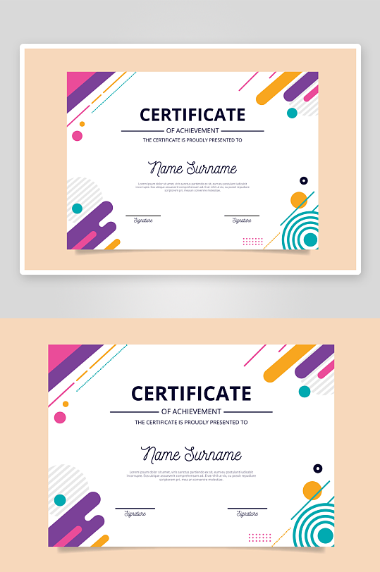 创意矢量荣誉证书模板-众图网