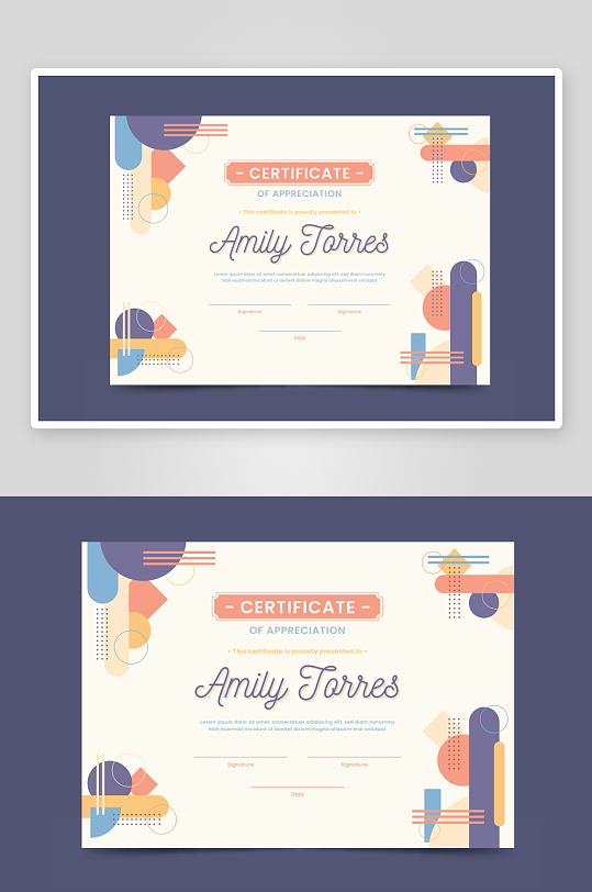 创意矢量荣誉证书模板-众图网