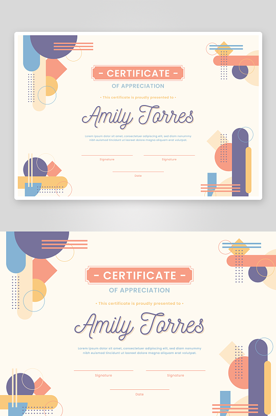 创意矢量荣誉证书模板-众图网