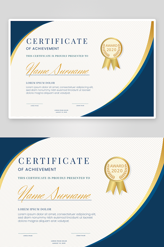 创意矢量荣誉证书模板-众图网