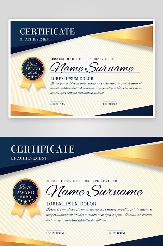 创意矢量荣誉证书模板-众图网