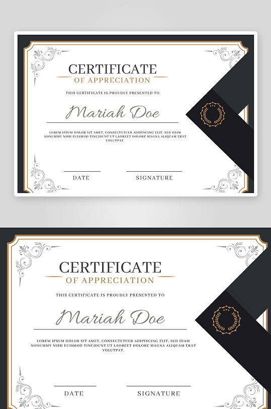 创意矢量荣誉证书模板-众图网