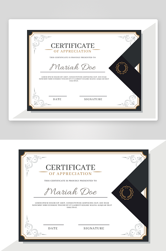 创意矢量荣誉证书模板-众图网