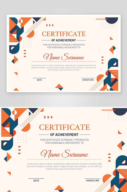 创意矢量荣誉证书模板-众图网