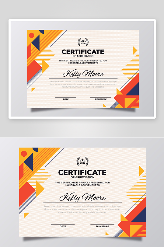 创意矢量荣誉证书模板-众图网
