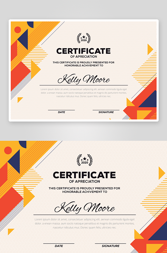 创意矢量荣誉证书模板-众图网