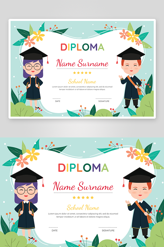 创意矢量荣誉证书模板-众图网