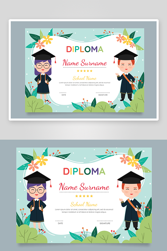 创意矢量荣誉证书模板-众图网