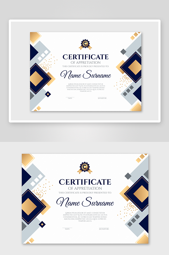 创意矢量荣誉证书模板-众图网