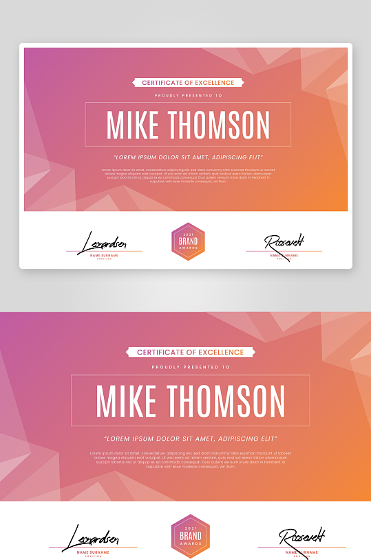 创意矢量荣誉证书模板-众图网