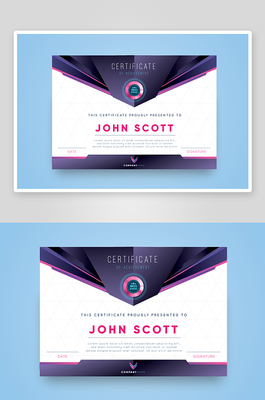 创意矢量荣誉证书模板-众图网