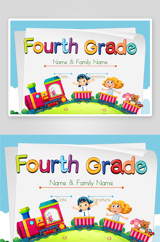 创意矢量幼儿园证书模板-众图网